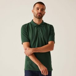 Koszulka polo robocza męska Pro 65/35. Zielone koszulki polo Regatta, m, bez wzorów, z bawełny, bez kołnierzyka, bez ramiączek, trekkingowe. Za 129.99 zł.
