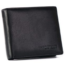 Portfel męski Cavaldi M208-PU czarny. Czarne portfele 4U Cavaldi, bez wzorów, ze skóry ekologicznej. Za 40.00 zł.