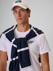 4F T-shirt slim gładki męski - biały XL. Białe t-shirty 4F, l, bez wzorów, z bawełny, bez kołnierzyka, bez ramiączek. Za 69.99 zł.