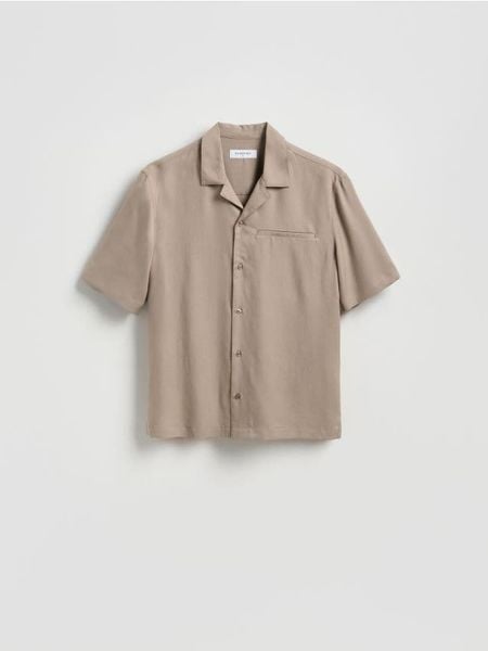 Koszula comfort fit z lyocellu - brązowy. Brązowe koszule Reserved, l, bez wzorów, z lyocellu, bez kołnierzyka, bez ramiączek. Za 129.99 zł.