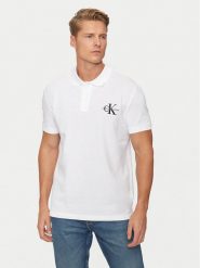 Calvin Klein Jeans Polo Monologo J30J325664 Biały Regular Fit. Białe koszulki polo Calvin Klein Jeans, l, bez wzorów, z bawełny, bez kołnierzyka, bez ramiączek. Za 209.99 zł.