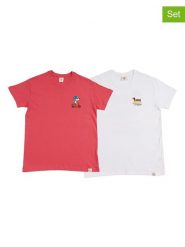 The Time of Bocha Koszulki (2 szt.) w kolorze białym i czerwonym rozmiar: M. Białe bezrękawniki The Time of Bocha, m, bez wzorów, z bawełny, bez kołnierzyka, bez ramiączek. Za 86.99 zł.