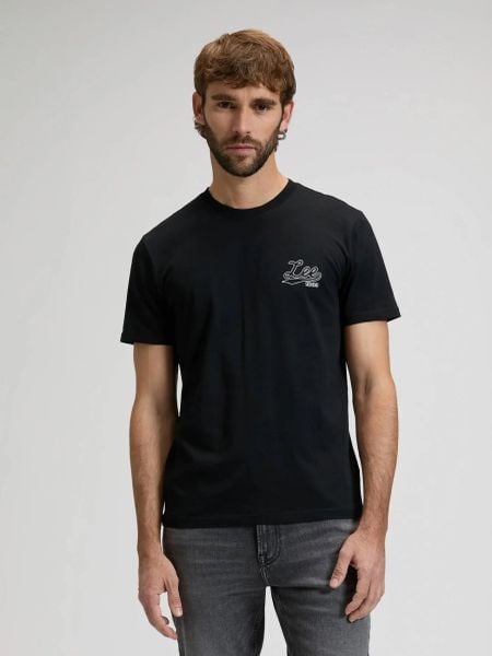 MESKA KOSZULKA LEE BIG LEE LOGO TEE BLACK 112376499. Czarne t-shirty Lee, l, bez wzorów, bez kołnierzyka, bez ramiączek. Za 79.99 zł.