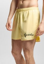 Spodenki sportowe męskie Prosto College. Żółte krótkie spodenki sportowe Prosto., m, z aplikacjami, z materiału. Za 194.99 zł.