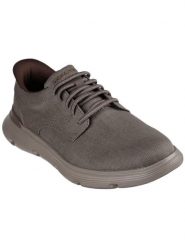Skechers Półbuty Slip-Ins: Garza - Clive 205352/DKTP Brązowy. Brązowe eleganckie półbuty Skechers, bez wzorów, z materiału, bez obcasa, bez zapięcia. Za 296.12 zł.