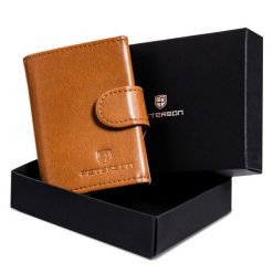 Portfel na karty Peterson PTN 122511901 brązowy. Brązowe portfele Peterson, bez wzorów, ze skóry. Za 149.99 zł.