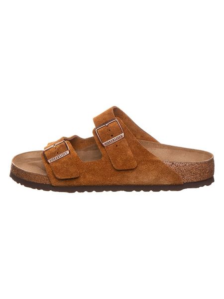 Birkenstock Skórzane klapki "Arizona" w kolorze jasnobrązowym rozmiar: 37. Brązowe klapki Birkenstock. Za 354.69 zł.