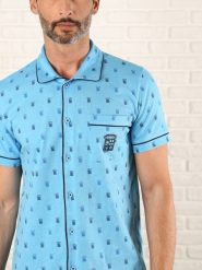 Maryplaid Piżama w kolorze błękitno-niebieskim rozmiar: XXL. Niebieskie piżamy maryplaid, xxl, bez wzorów, z bawełny, bez ramiączek. Za 100.04 zł.