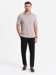 Spodnie męskie chino SLIM FIT z delikatną teksturą - czarne V5 OM-PACP-0190 - XXL. Czarne eleganckie spodnie Ombre Clothing, l, z bawełny. W wyprzedaży za 199.99 zł.