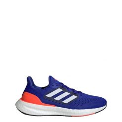Buty Pureboost 23. Białe buty do biegania Adidas, bez wzorów, z materiału, bez zapięcia, do biegania. Za 599.00 zł.