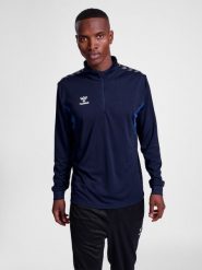 Bluza dresowa 1/2 zip Hummel Authentic. Niebieskie bluzy bez kaptura Hummel, s, bez wzorów, z dresówki, bez kaptura. Za 212.45 zł.