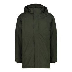 Kurtka parka z zamkiem błyskawicznym i stałym kapturem CMP. Zielone kurtki CMP, na zimę, bez wzorów. Za 588.50 zł.