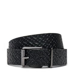 Pasek Męski BOSS. Czarne paski Boss, bez wzorów. Za 249.99 zł.