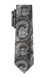 Krawat Męski, Granatowo-Beżowy, Wzór Paisley, Łezki, 100% Bawełna, 7cm -EM Men's Accessories. Niebieskie krawaty i muchy Em men's accessories, bez wzorów, z bawełny. Za 79.99 zł.