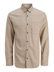 Jack & Jones Koszula - Slim fit - w kolorze beżowym rozmiar: XXL. Brązowe koszule Jack & Jones, xxl, bez wzorów, z bawełny, bez kołnierzyka, bez ramiączek. Za 92.42 zł.