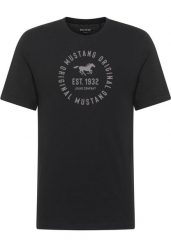 Męski T-Shirt Mustang Style Alex Black 1017992 4142. Czarne t-shirty Mustang, l, bez wzorów, bez kołnierzyka, bez ramiączek. Za 79.99 zł.