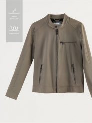 Kurtka biker ze stójką - ciemnozielony. Zielone kurtki Reserved, l, bez wzorów, bez kaptura. Za 239.99 zł.