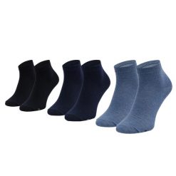 Skarpetki sportowe męskie 3PPK Basic Quarter Socks. Niebieskie skarpetki sportowe Skechers, bez wzorów, z bawełny. Za 29.99 zł.
