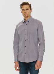 PAKO LORENTE – Bordowa wzorzysta koszula męska P24SF-1X-024-D-S - Pako Lorente. Czerwone koszule Pako Lorente, m, bez wzorów, z elastanu, bez kołnierzyka, bez ramiączek. Za 119.99 zł.