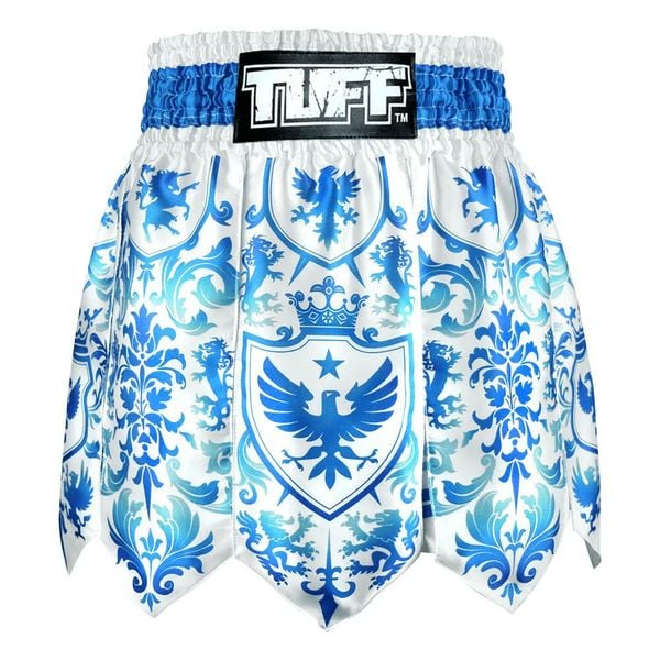 Spodenki treningowe TUFF Gladiator Blue & White Classic Victorian Pattern. Białe krótkie spodenki sportowe TUFF, bez wzorów. Za 199.00 zł.
