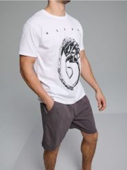 Bawełniana piżama dwuczęściowa z nadrukiem Alien - wielobarwny. Piżamy Sinsay, l, bez wzorów, z bawełny, bez ramiączek. Za 49.99 zł.