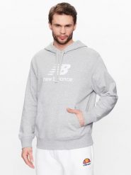 New Balance Bluza MT31537 Szary Relaxed Fit. Szare bluzy New Balance, m, bez wzorów, z bawełny, bez kaptura. Za 209.99 zł.