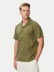 Tommy Hilfiger Koszula MW0MW43090 Zielony ciemny Regular Fit. Zielone koszule Tommy Hilfiger, m, bez wzorów, ze lnu, bez kołnierzyka, bez ramiączek. Za 449.99 zł.