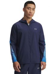 Under Armour Bluza "Velociti" w kolorze granatowym rozmiar: L. Niebieskie kurtki outdoor i hardshell Under Armour, l, bez wzorów, bez kaptura, outdoorowe. Za 214.95 zł.