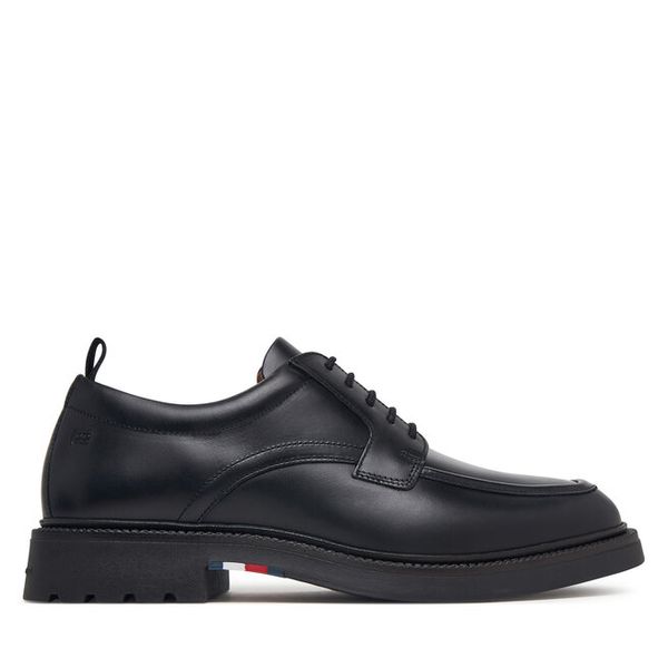 Półbuty Tommy Hilfiger. Czarne eleganckie półbuty Tommy Hilfiger, bez wzorów, bez obcasa, bez zapięcia. Za 649.99 zł.