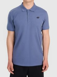 4F Koszulka polo w kolorze niebieskim rozmiar: S. Niebieskie koszulki polo 4F, s, bez wzorów, z bawełny, bez kołnierzyka, bez ramiączek. Za 43.88 zł.