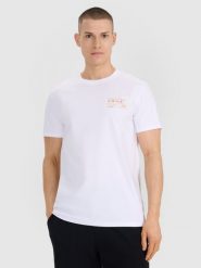 4F T-shirt regular z nadrukiem męski - biały XXL. Białe t-shirty 4F, m, bez wzorów, z bawełny, bez kołnierzyka, bez ramiączek. Za 49.99 zł.