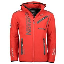 Geographical Norway Softshell ROYAUTE RED / BLACK MEN 068 DISTRI. Czerwone kurtki softshell Geographical Norway, bez wzorów, z softshellu, bez kaptura. Za 229.00 zł.