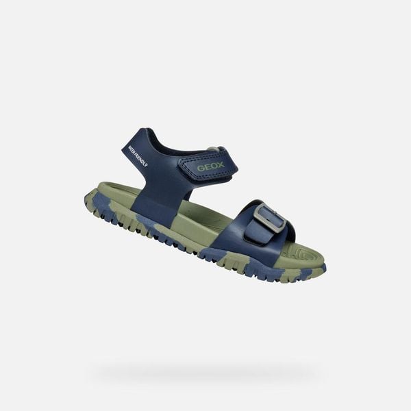 Sandały GEOX SANDAL FUSBETTO BO Zielony. Niebieskie sandały Geox, z materiału, bez zapięcia. Za 192.80 zł.