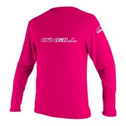 Longsleeve do pływania O'Neill Basic Skins LS Sun Shirt. Czerwone bluzki z długim rękawem O'Neill, bez wzorów, bez kołnierzyka, bez ramiączek. Za 159.50 zł.