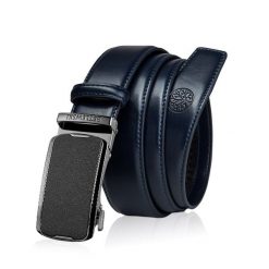 Skórzany pasek męski BETLEWSKI Granatowy 105. Niebieskie paski Betlewski, bez wzorów, ze skóry. Za 99.00 zł.