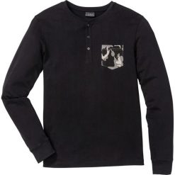 Shirt z dekoltem "henley" i kieszonką na wys. piersi Slim Fit bonprix czarny. Bezrękawniki marki 4F. Za 37.99 zł.
