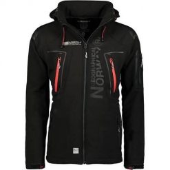 Kurtka treningowa męska Geographical Norway Techno. Czarne kurtki Geographical Norway, m, bez wzorów, z syntetyku, z kapturem, trekkingowe. Za 279.00 zł.