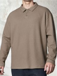 Prążkowany bluza polo - beżowy. Brązowe bluzy bez kaptura Sinsay, l, bez wzorów, prążkowane, bez kaptura. W wyprzedaży za 24.99 zł.