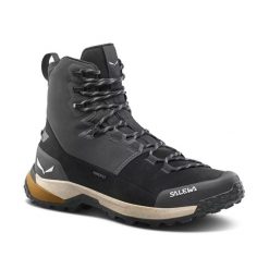 Buty trekkingowe Salewa Puez Winter Mid Ptx. Czarne buty turystyczne Salewa, na zimę, bez wzorów, z materiału, bez zapięcia, trekkingowe, primaloft. Za 912.50 zł.