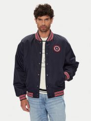 Guess Jeans Kurtka bomber M5YL15 WHAA2 Granatowy Regular Fit. Niebieskie kurtki Guess Jeans, m, z aplikacjami, z jeansu, bez kaptura. Za 509.99 zł.