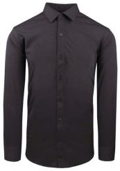 Elegancka Koszula z Dzianinowej Tkaniny - Prosty Krój - Grafit. Szare koszule Pazzani, bez wzorów, z bawełny, bez kołnierzyka, bez ramiączek. Za 199.00 zł.