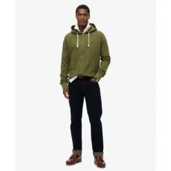 Klasyczna bluza z kapturem zapinana na zamek Superdry Essential. Zielone bluzy z kapturem Superdry, na lato, uniwersalny, bez wzorów, z kapturem. Za 340.25 zł.