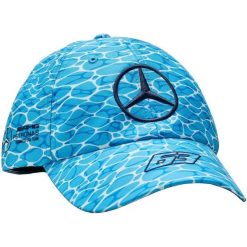 Czapka Mercedes Mapf1 Rp Se Gr, Dla obu płci. Niebieskie czapki z daszkiem bez wzorów, z poliesteru. Za 190.00 zł.