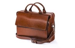Skórzana torba męska na ramię, torba na laptop SOLIER brązowy vintage. Brązowe torby na laptopa Solier. Za 579.00 zł.