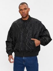 Calvin Klein Jeans Kurtka bomber Logo Aop J30J324658 Czarny Oversize. Czarne kurtki Calvin Klein Jeans, m, bez wzorów, z jeansu, bez kaptura. Za 649.99 zł.