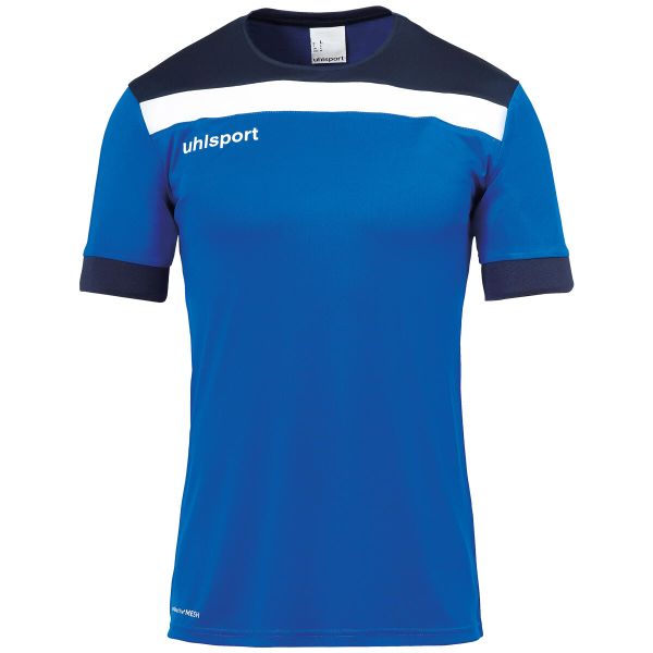 Polo Uhlsport Offense 23. Niebieskie koszulki polo Uhlsport, xl, bez wzorów, z materiału, bez kołnierzyka, bez ramiączek, do piłki nożnej. Za 129.00 zł.