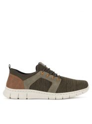 Rieker Półbuty B7796-54 Khaki. Brązowe eleganckie półbuty Rieker, bez wzorów, z materiału, bez obcasa, bez zapięcia. Za 369.99 zł.