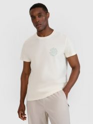 4F T-shirt regular z nadrukiem męski - biały XXL. Białe t-shirty 4F, m, bez wzorów, z bawełny, bez kołnierzyka, bez ramiączek. Za 59.99 zł.