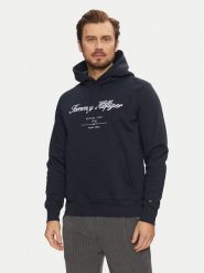 Tommy Hilfiger Bluza Script Logo MW0MW33631 Granatowy Regular Fit. Niebieskie bluzy Tommy Hilfiger, l, bez wzorów, z bawełny, bez kaptura. Za 299.99 zł.