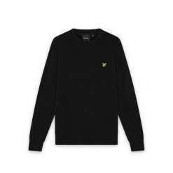 Sweter z okrągłym dekoltem z bawełny merino Lyle & Scott. Czarne swetry nierozpinane LYLE AND SCOTT, na zimę, m, bez wzorów, z bawełny, bez kołnierzyka, bez ramiączek. Za 307.30 zł.